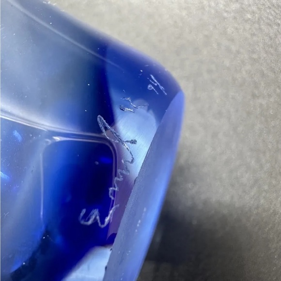 Glass Vase Clear with Blue Vintage Artist Signed - Picture 5 of 5